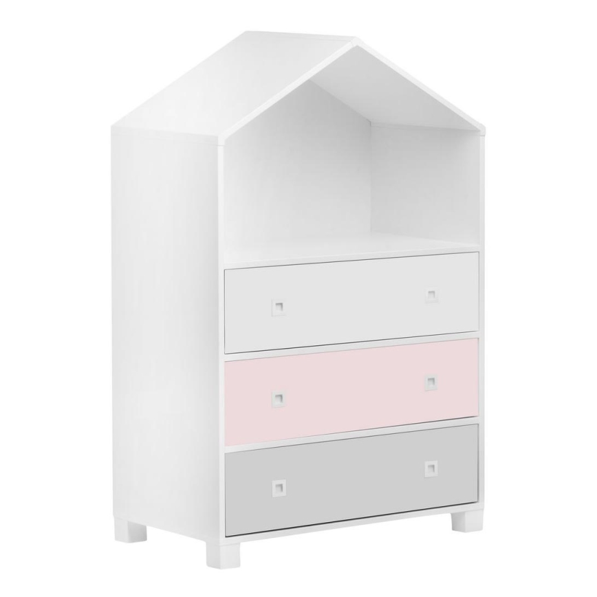 Armário para criança MIRUM 126x80 cm branco/cinzento/rosa