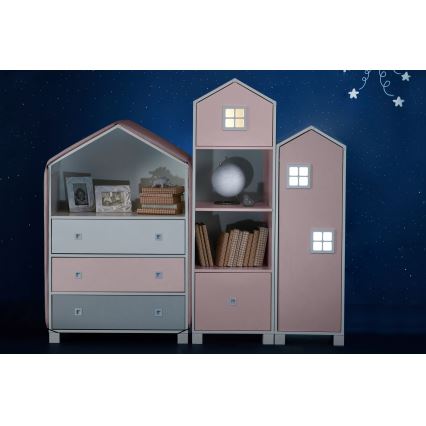 Armário para criança MIRUM 126x80 cm branco/cinzento/rosa