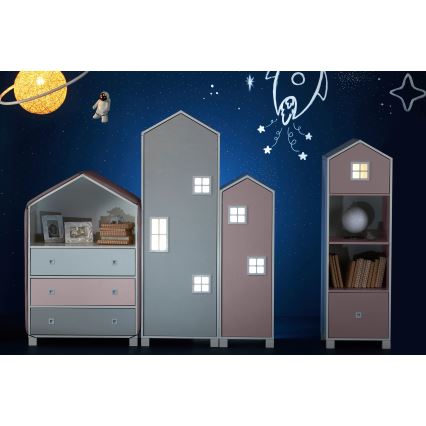 Armário para criança MIRUM 126x80 cm branco/cinzento/rosa