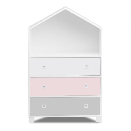 Armário para criança MIRUM 126x80 cm branco/cinzento/rosa