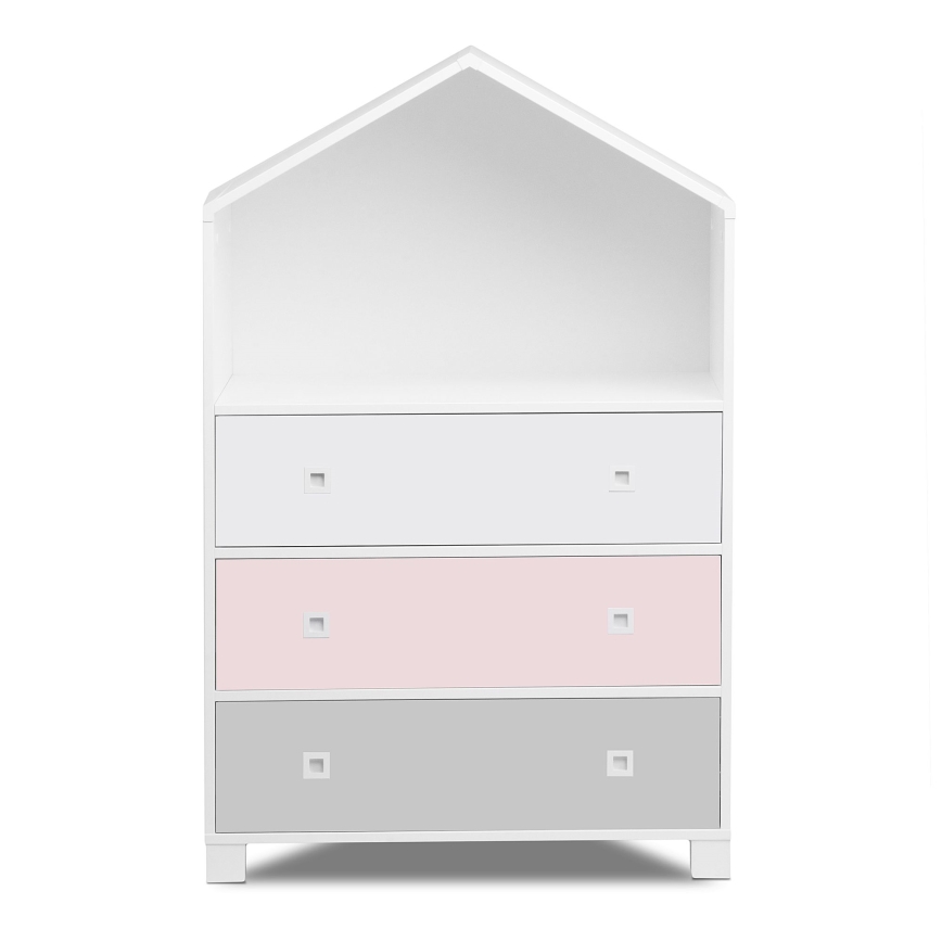 Armário para criança MIRUM 126x80 cm branco/cinzento/rosa