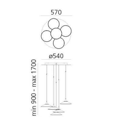 Artemide 0355030A - Candeeiro suspenso LED com regulação ORSA CLUSTER LED/37W/230V 3000K