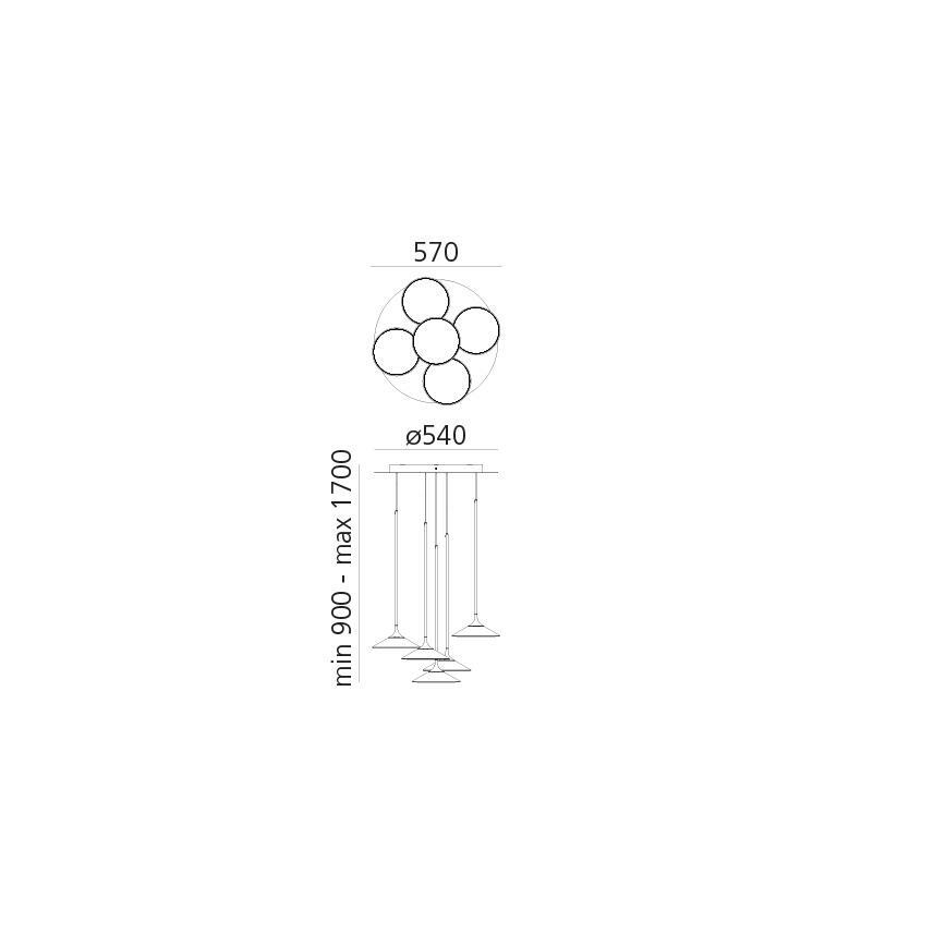 Artemide 0355030A - Candeeiro suspenso LED com regulação ORSA CLUSTER LED/37W/230V 3000K