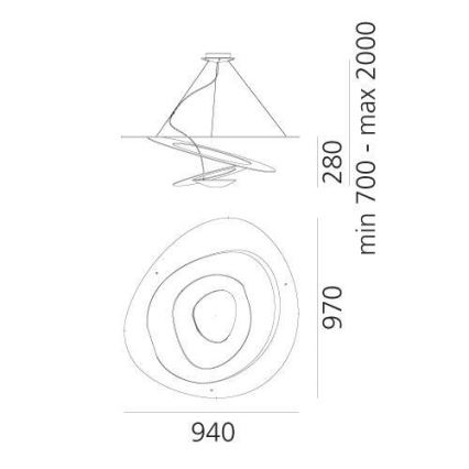 Artemide 1254120A - Candeeiro suspenso LED com regulação PIRCE LED/44W/230V 3000K dourado