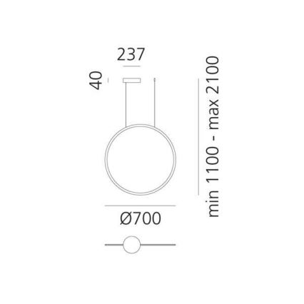 Artemide 1992030APP - Candeeiro suspenso LED com regulação DISCOVERY LED/40W/230V 3000K preto