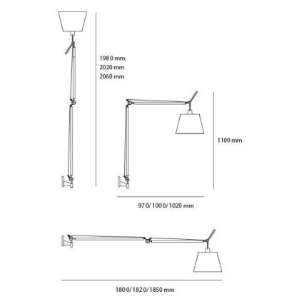 Artemide AR 0564010A+AR 0780030A+AR 0779010A KOMPLET - Candeeiro de chão TOLOMEO MEGA 1xE27/150W/230V