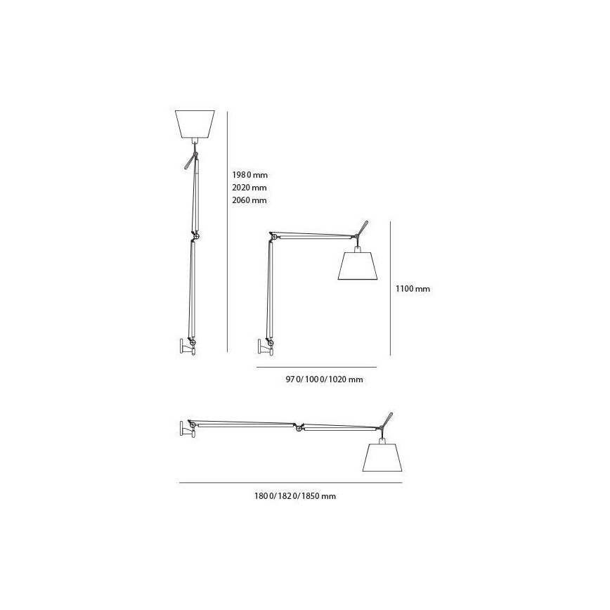 Artemide AR 0564010A+AR 0780030A+AR 0779010A KOMPLET - Candeeiro de chão TOLOMEO MEGA 1xE27/150W/230V