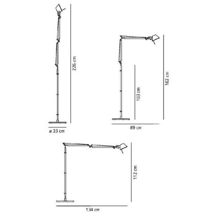 Artemide AR 0947010A+AR A012820 KOMPLET - Candeeiro de chão TOLOMEO BASCULANTE 1xE27/100W/230V