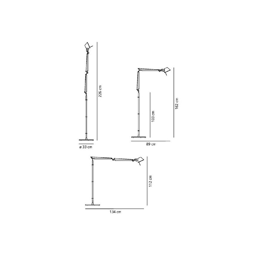 Artemide AR 0947010A+AR A012820 KOMPLET - Candeeiro de chão TOLOMEO BASCULANTE 1xE27/100W/230V