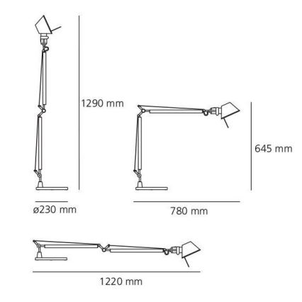 Artemide AR A001000+AR A004030 KOMPLET - Candeeiro de mesa TOLOMEO 1xE27/70W/230V