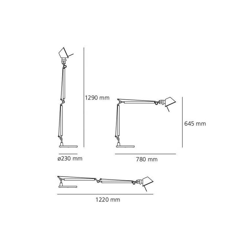 Artemide AR A001000+AR A004030 KOMPLET - Candeeiro de mesa TOLOMEO 1xE27/70W/230V