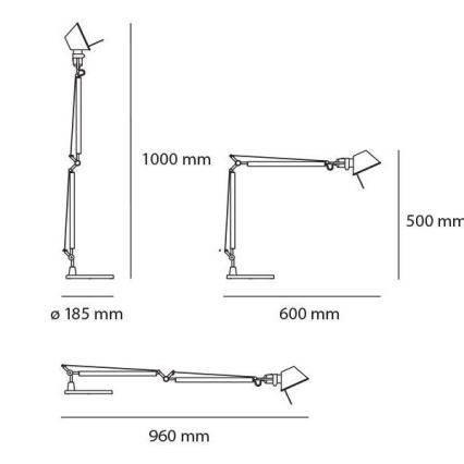 Artemide AR A015100+AR A003900 KOMPLET - Candeeiro de mesa LED com regulação TOLOMEO MIDI 1xLED/9W/230V