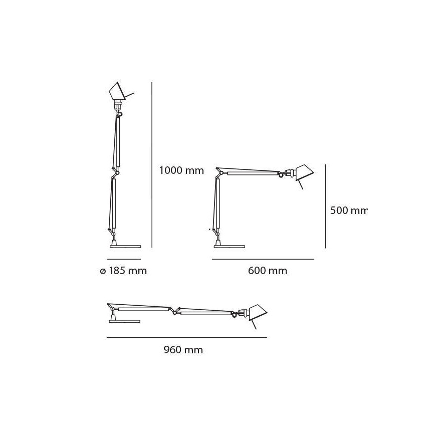 Artemide AR A015100+AR A003900 KOMPLET - Candeeiro de mesa LED com regulação TOLOMEO MIDI 1xLED/9W/230V