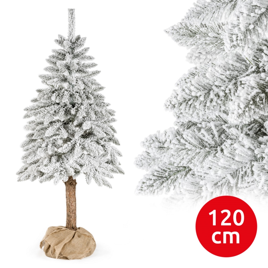 Árvore de Natal num tronco NATURAL WITH SNOW 120 cm abeto