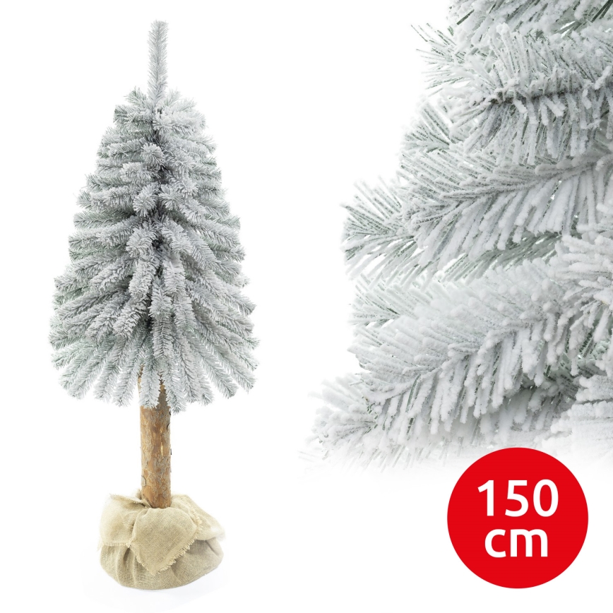 Árvore de Natal num tronco NATURAL WITH SNOW 150 cm abeto