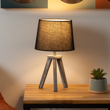 Atmosphera - Candeeiro de mesa MINI 1xE14/25W/230V pinho/preto