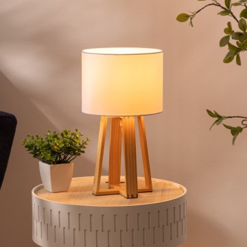 Atmosphera - Candeeiro de mesa MOLU 1xE27/25W/230V pinho/branco