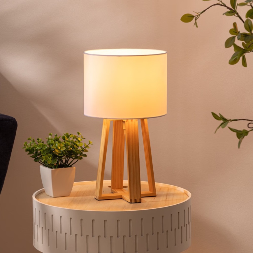 Atmosphera - Candeeiro de mesa MOLU 1xE27/25W/230V pinho/branco