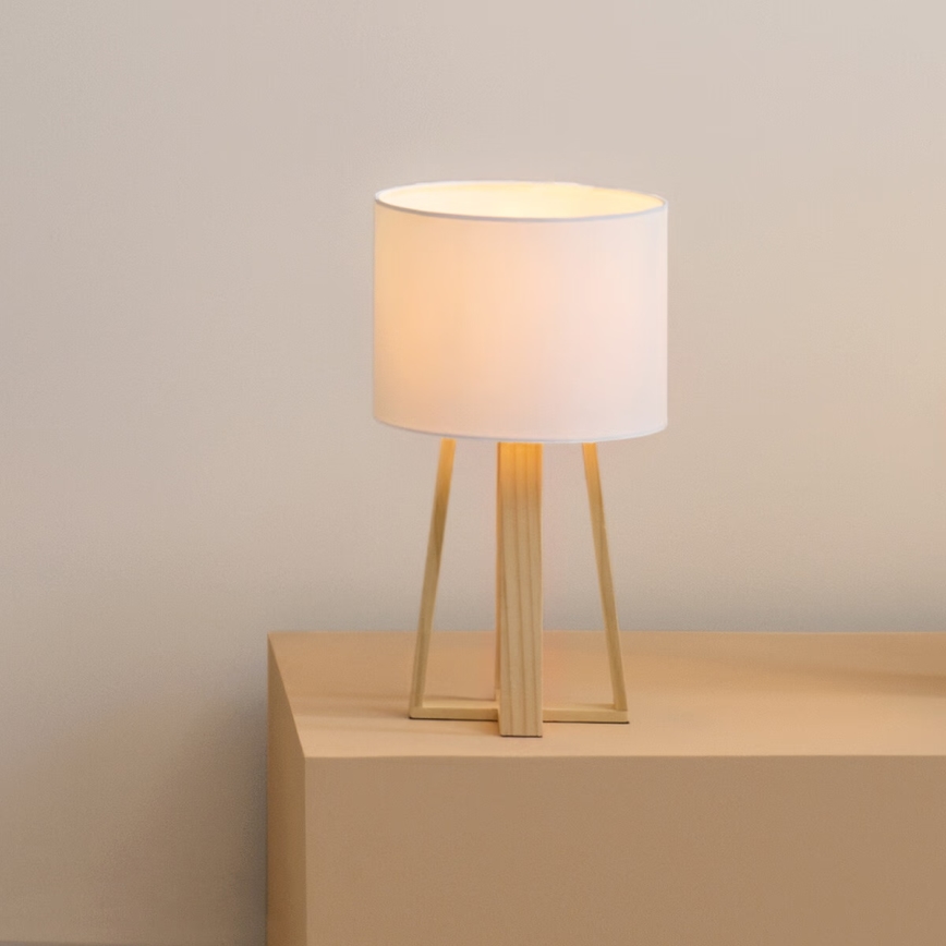 Atmosphera - Candeeiro de mesa MOLU 1xE27/25W/230V pinho/branco