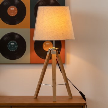 Atmosphera - Candeeiro de mesa RUNO 1xE27/25W/230V bambu/creme