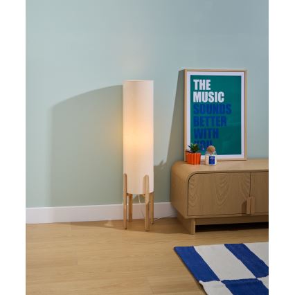 Atmosphera - Candeeiro de pé KEYAH 1xE27/25W/230V madeira de seringueira