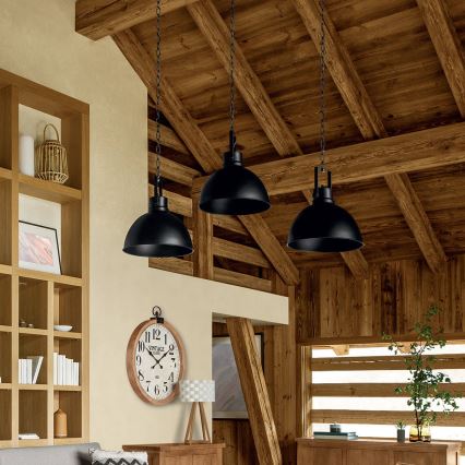 Atmosphera - Candeeiro suspenso BASALT 1xE27/25W/230V preto