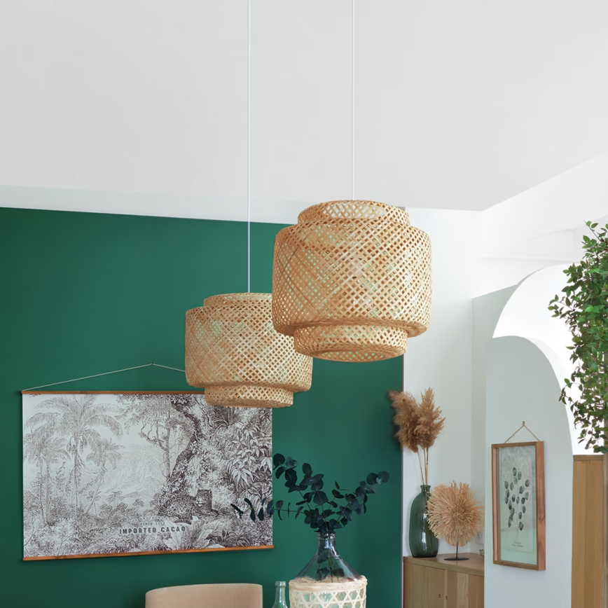 Atmosphera - Candeeiro suspenso LIBY 1xE27/40W/230V bambu