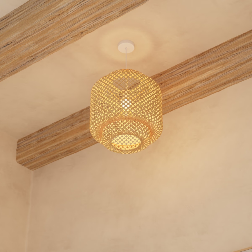 Atmosphera - Candeeiro suspenso LIBY 1xE27/40W/230V bambu