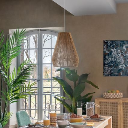 Atmosphera - Candeeiro suspenso PALM 1xE27/40W/230V juta
