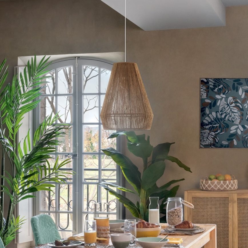 Atmosphera - Candeeiro suspenso PALM 1xE27/40W/230V juta