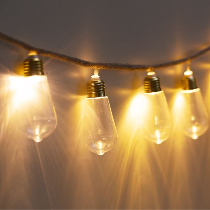 Atmosphera - Corrente decorativa LED GRINALDA 10xLED/2xAA 1,65m branco quente