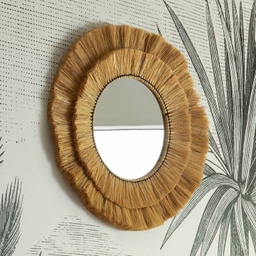 Atmosphera - Espelho de parede ALBA diâmetro 57 cm bastão de ráfia