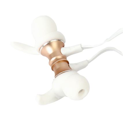 Auriculares Bluetooth com microfone e leitor de MicroSD branco/dourado