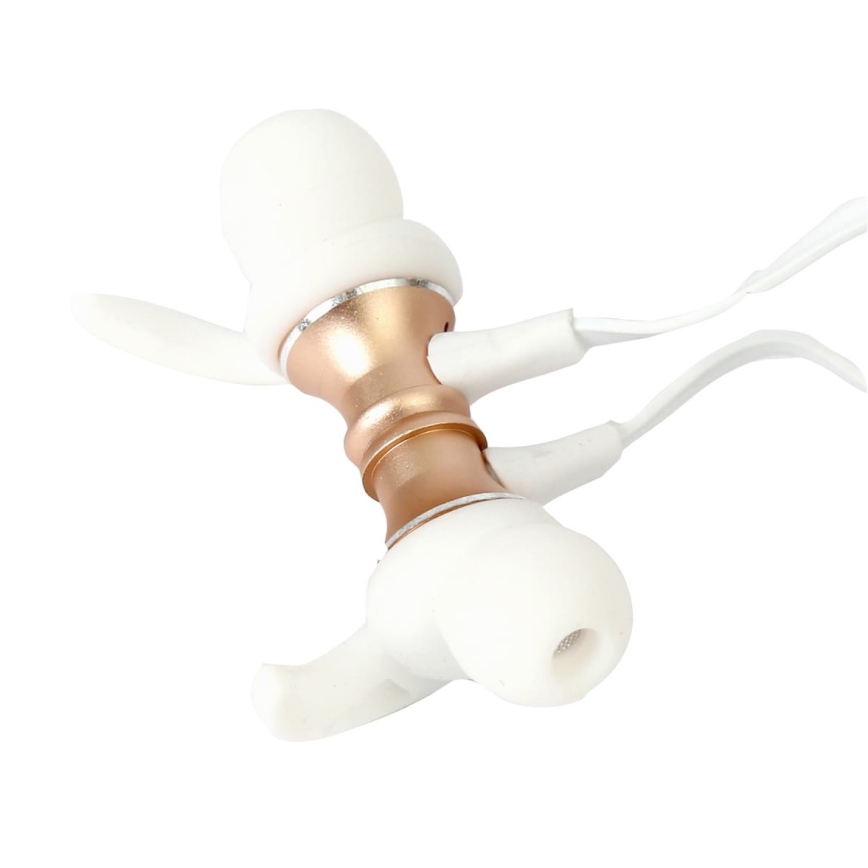 Auriculares Bluetooth com microfone e leitor de MicroSD branco/dourado