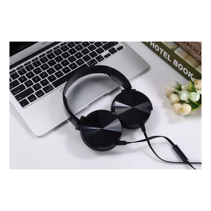 Auriculares com fio com microfone mini-jack C