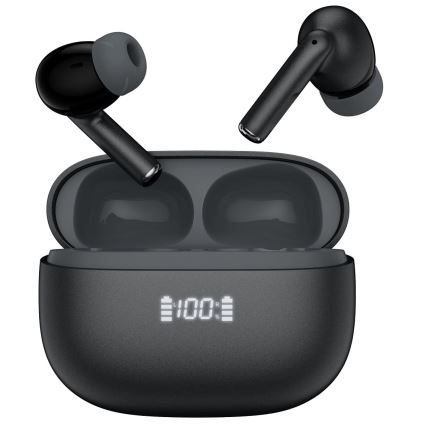 Auriculares sem fios com ANC+ENC 300 mAh + 2x 40 mAh preto