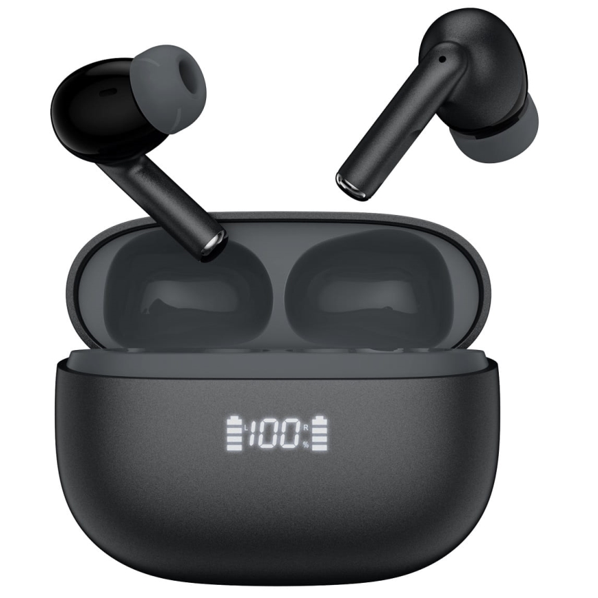 Auriculares sem fios com ANC+ENC 300 mAh + 2x 40 mAh preto