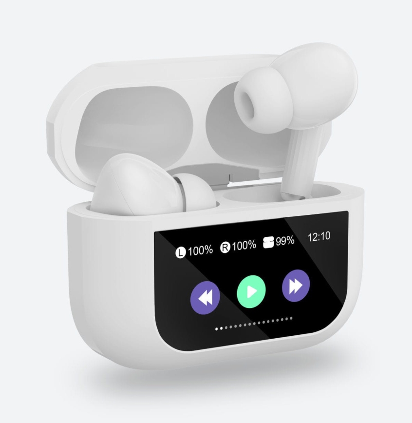 Auriculares sem fios com visor LCD 300 mAh + 2x 30 mAh branco