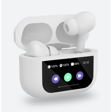 Auriculares sem fios com visor LCD branco
