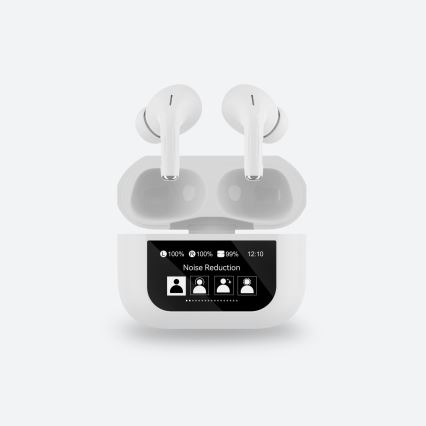 Auriculares sem fios com visor LCD 300 mAh + 2x 30 mAh branco