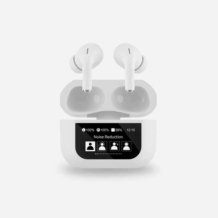 Auriculares sem fios com visor LCD 300 mAh + 2x 30 mAh branco