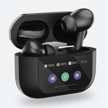 Auriculares sem fios com visor LCD preto