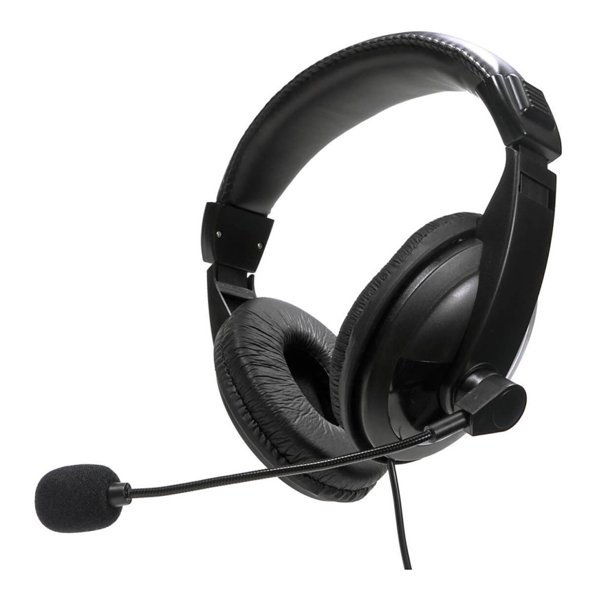 Auscultadores com um microfone preto USB