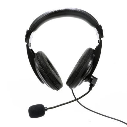 Auscultadores com um microfone preto USB