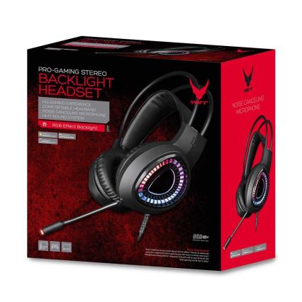 Auscultadores LED RGB para jogos VARR com microfone 7.1
