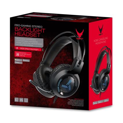 Auscultadores LED RGB VARR com microfone 3,5