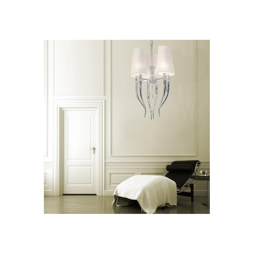 Azzardo AZ0028 - Candelabro suspenso DIABLO 6xE14/11W/230V branco