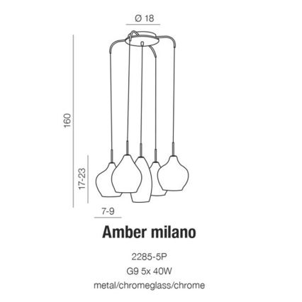 Azzardo AZ3076 - Candelabro num fio AMBER 5xG9/40W/230V