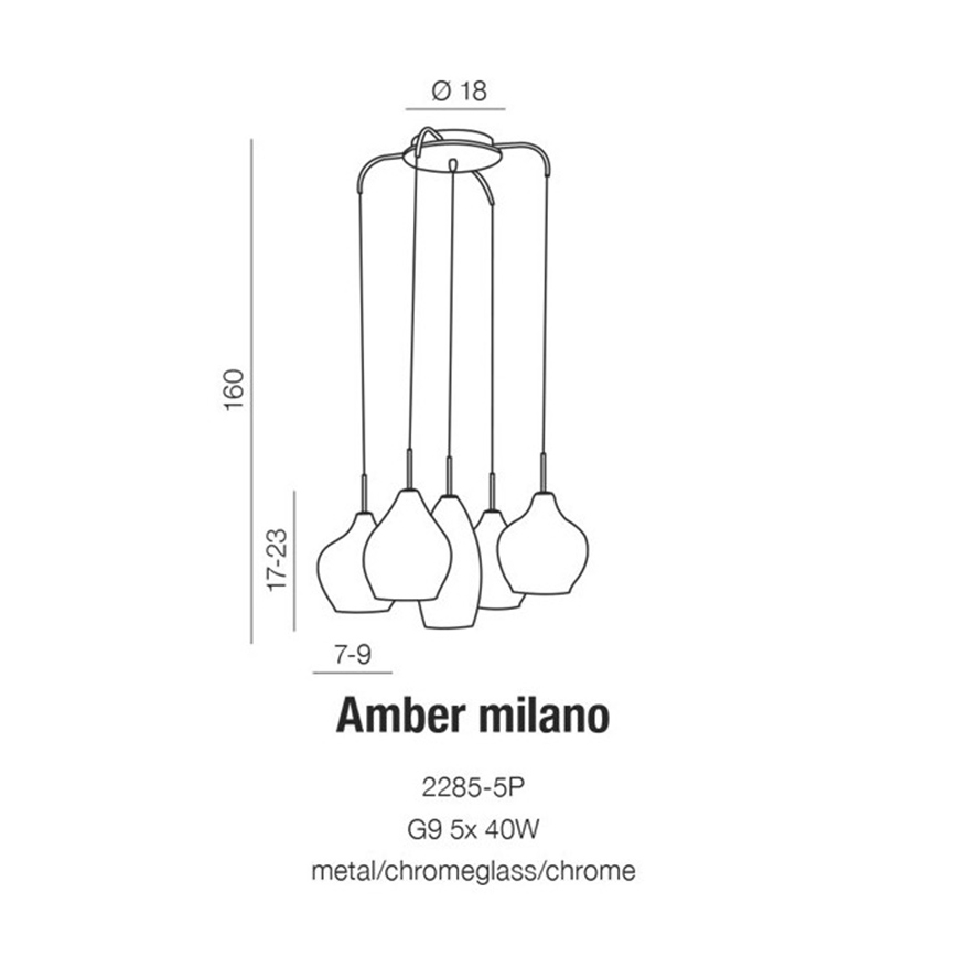 Azzardo AZ3076 - Candelabro num fio AMBER 5xG9/40W/230V