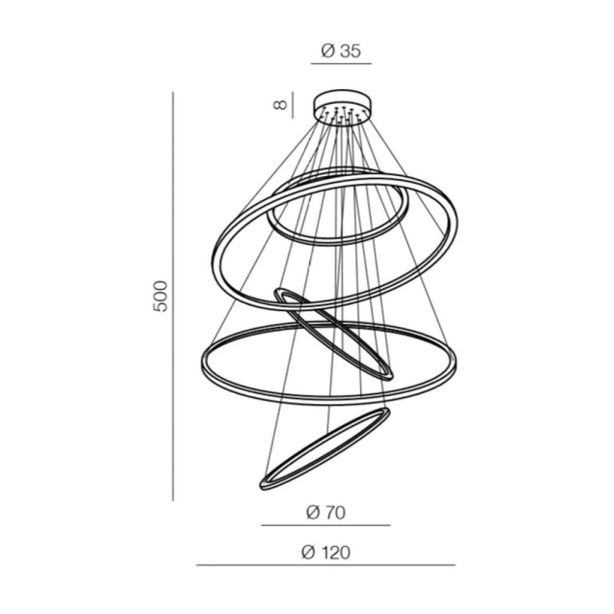 Azzardo AZ3138 - Candelabro num fio fosco LED WHEEL LED/190W/230V